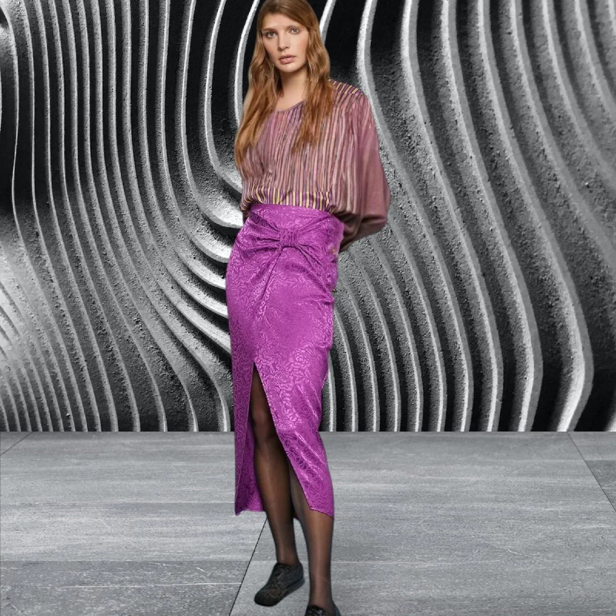 jupe midi jacquard