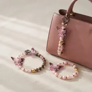 Ensemble Bracelet et Grigri en perles fantaisie - Aile Précieuse