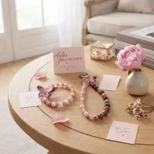 Ensemble Bracelet et Grigri en perles fantaisie - Aile Précieuse