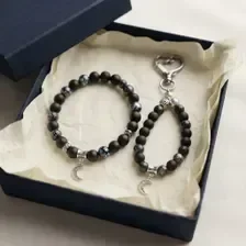 Ensemble Bracelet et Porte-clé - Tons Noirs - Nuit étoilée