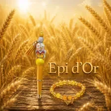 Ensemble Bracelet et Stylo Jaune avec Pendentif Papillon - "Epi d'or" 