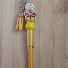 Ensemble Bracelet et Stylo Jaune avec Pendentif Papillon - "Epi d'or" 