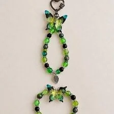 Ensemble bracelet et grigri de sac vert - Aile de mousse