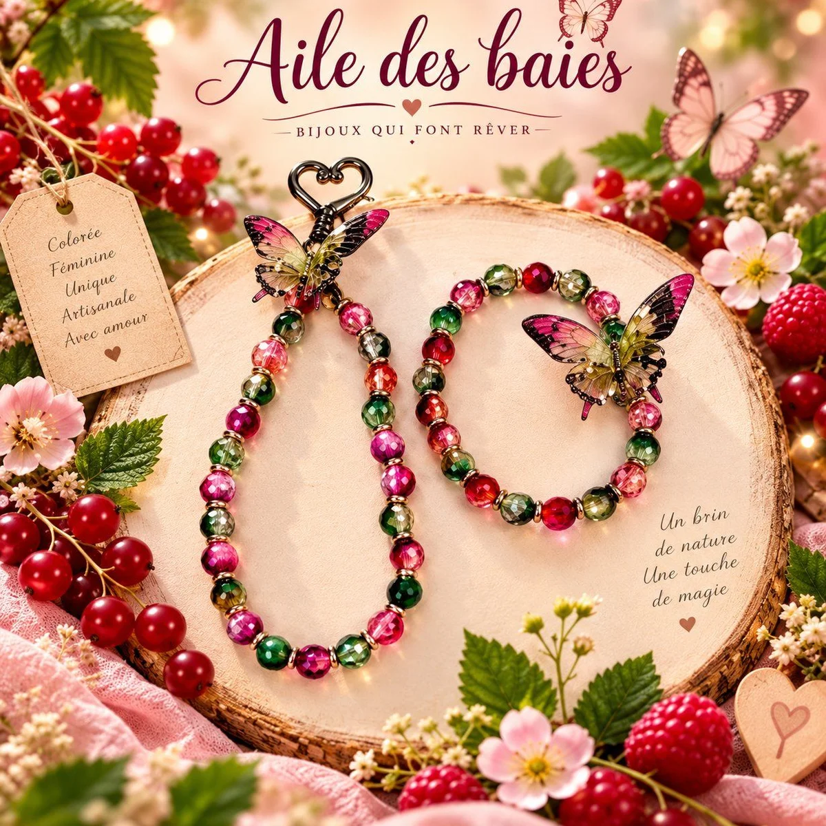 Ensemble bracelet et grigri - Aile de baies