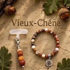 Duo Bracelet et Bijou de Téléphone "Vieux-Chêne" - Fait Main