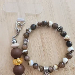 Duo Bracelet et Bijou de Téléphone "Vieux-Chêne" - Fait Main