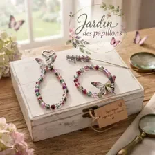 Ensemble Bracelet et Grigri Papillon - Jardin des Papillons