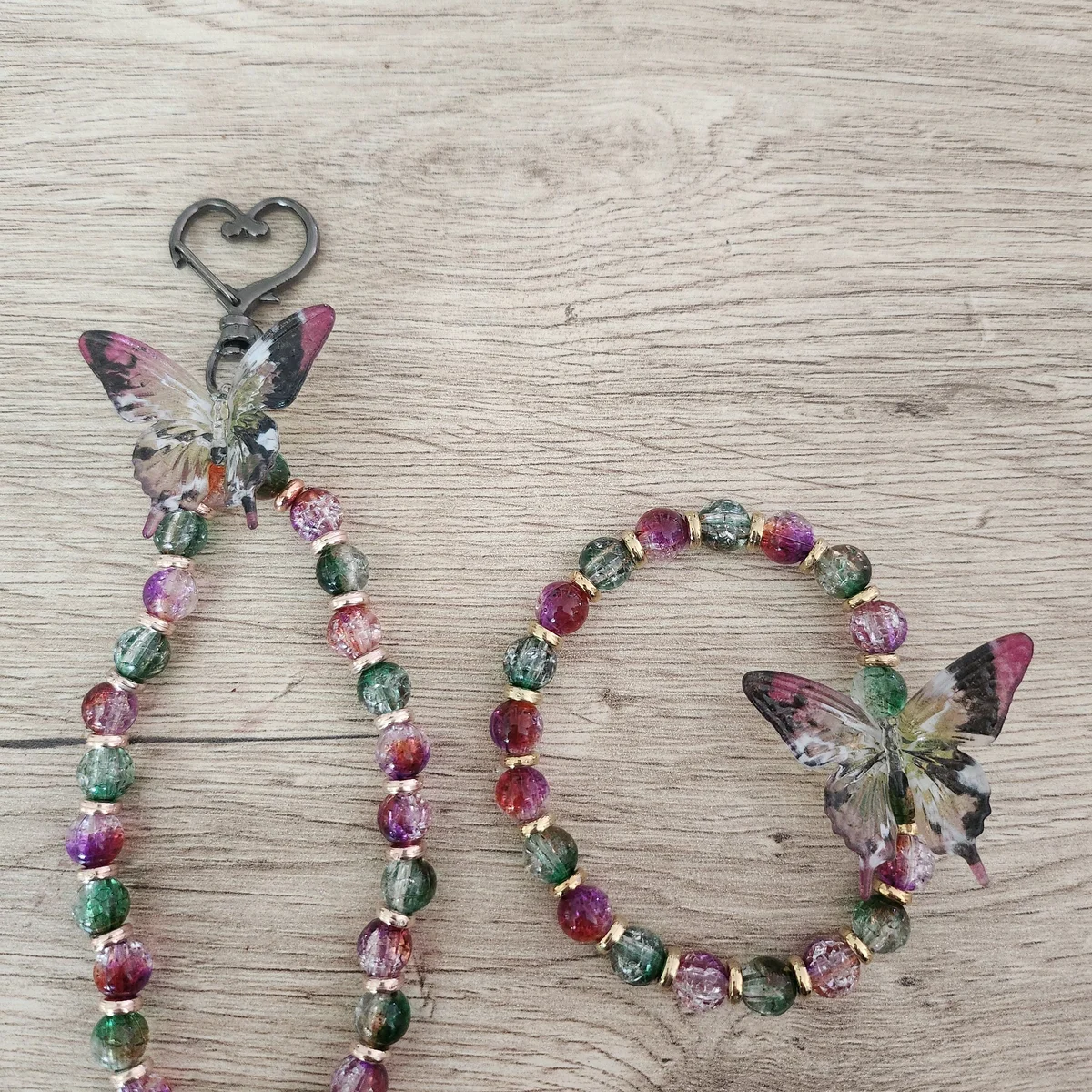 Ensemble Bracelet et Grigri Papillon - Jardin des Papillons