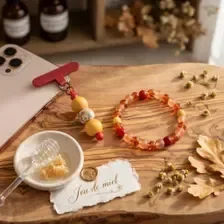 Ensemble Bracelet et Charm de Téléphone - Feu de miel