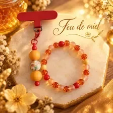 Ensemble Bracelet et Charm de Téléphone - Feu de miel