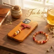 Ensemble Bracelet et Charm de Téléphone - Feu de miel