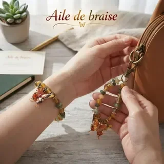 Ensemble bracelet et grigri de sac -  Ailes de braise