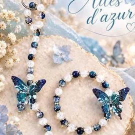 Ensemble Bracelet et Grigri de Sac Bleu - " Ailes d'Azur"