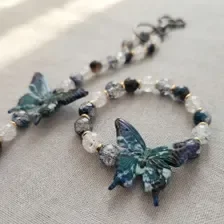 Ensemble Bracelet et Grigri de Sac Bleu - " Ailes d'Azur"
