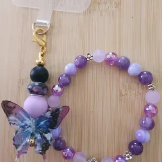 Ensemble bracelet et porte-clé - tons violets - Glicine - 