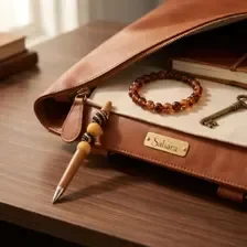 Ensemble stylo et bracelet en perles fantaisie -  tons assortis   "Sahara"