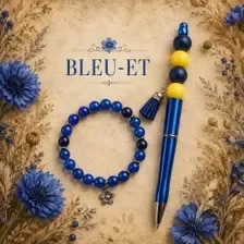 Ensemble Bracelet et Stylo Tons Bleus