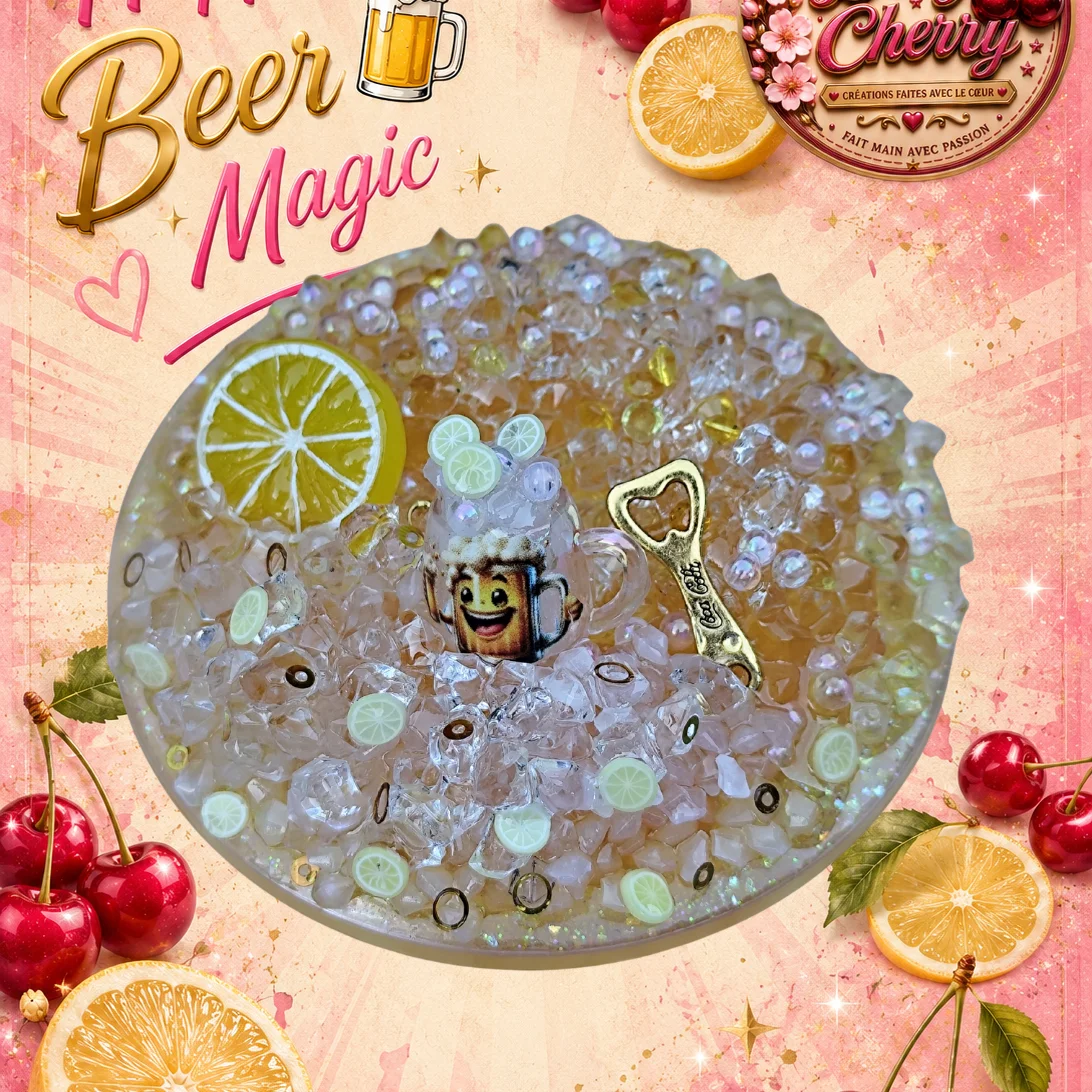 Gobelet "Happy Beer Magic" 710ml - Effet Bière Scintillant & Pailleté 🍻✨