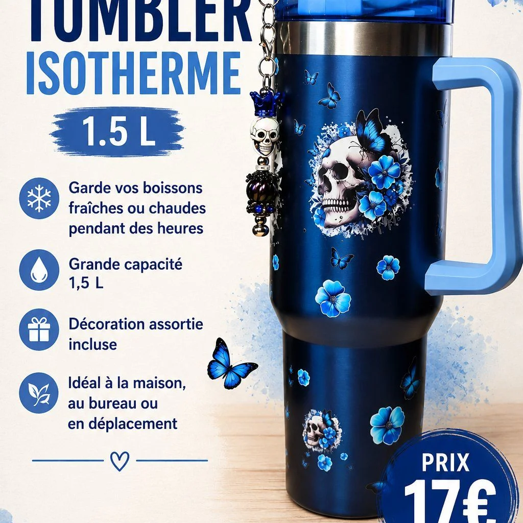 Tumbler isotherme Skull Bleu