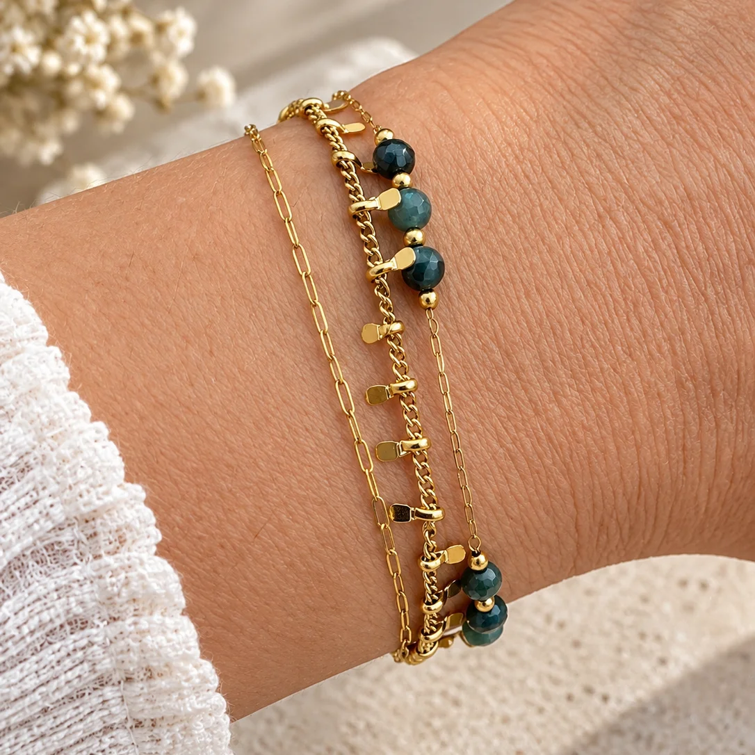 bracelet tourmaline bleue multirang