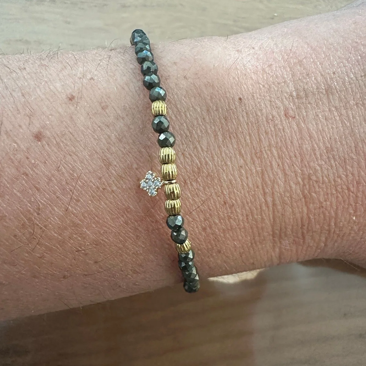 bracelet pyrite et acier inoxydable