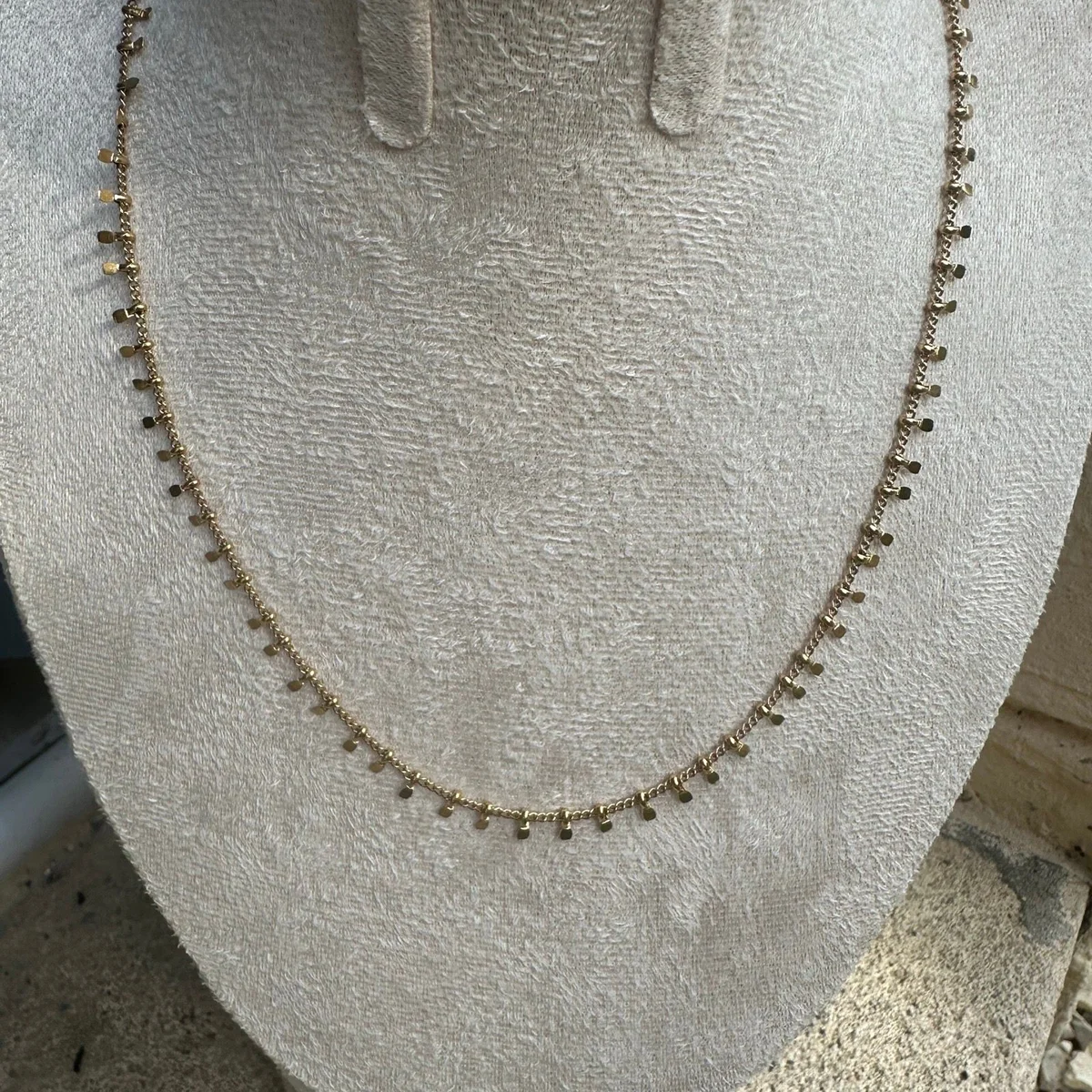 Collier Bellière – Chaîne à pampilles en acier inoxydable 316L – Doré ou argenté  – Collier fin femme