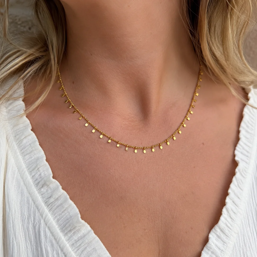 Collier Bellière – Chaîne à pampilles en acier inoxydable 316L – Doré ou argenté  – Collier fin femme