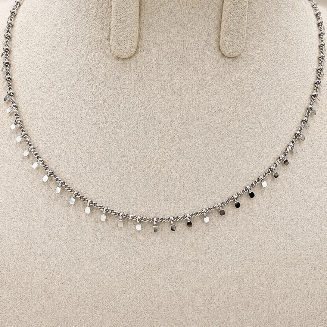 Collier Bellière – Chaîne à pampilles en acier inoxydable 316L – Doré ou argenté  – Collier fin femme