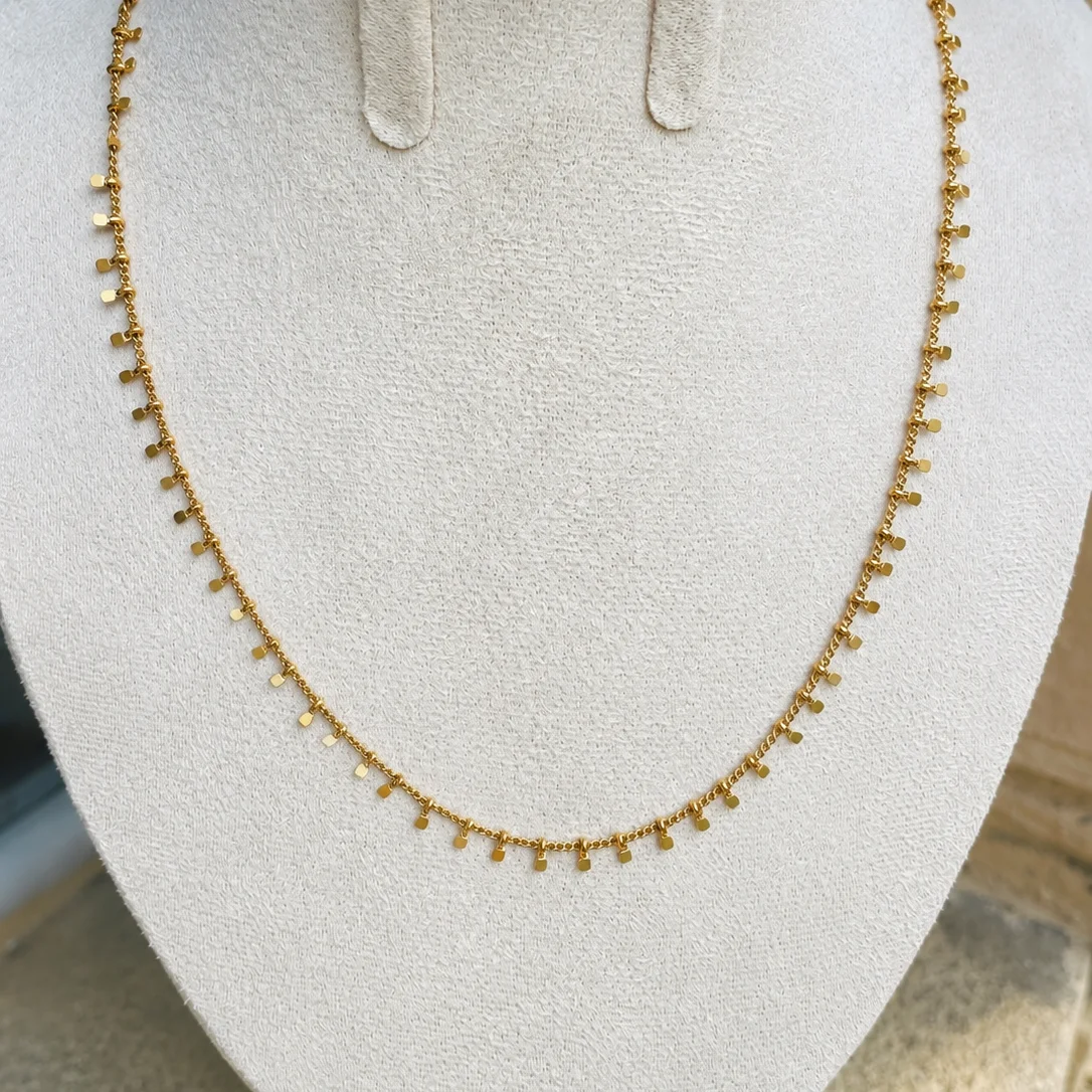 Collier Bellière – Chaîne à pampilles en acier inoxydable 316L – Doré ou argenté  – Collier fin femme
