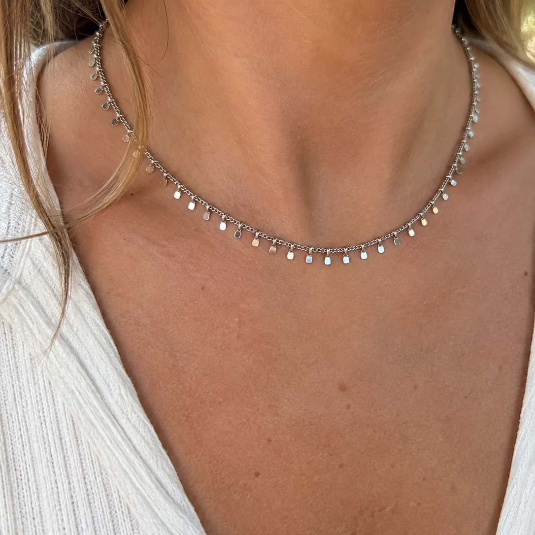 Collier Bellière – Chaîne à pampilles en acier inoxydable 316L – Doré ou argenté  – Collier fin femme