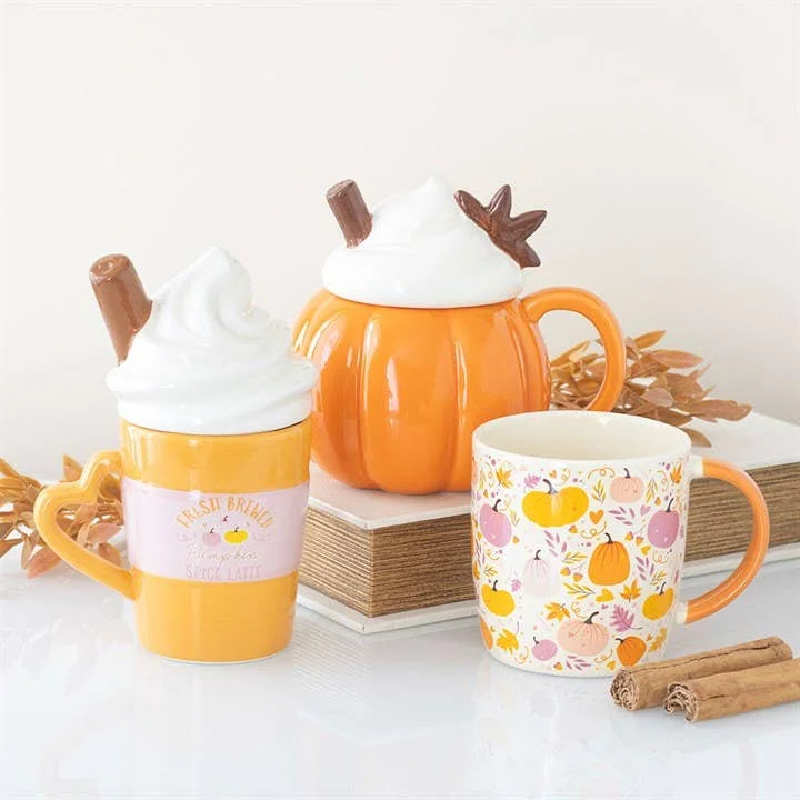 Mug d'automne à motif de citrouilles roses et orange
