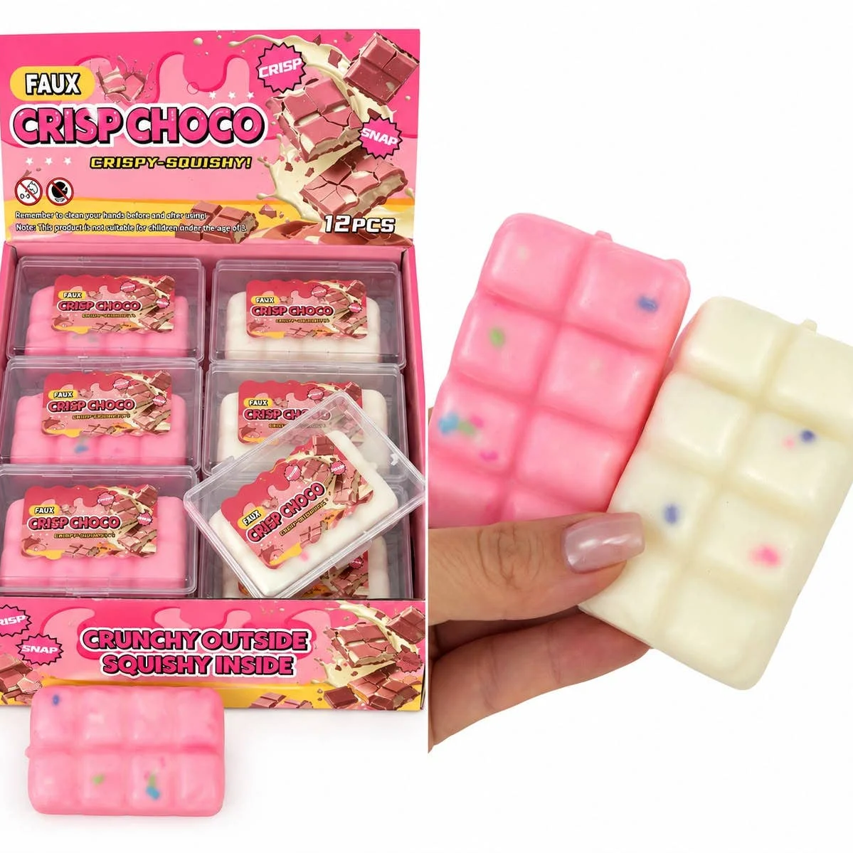 Squishy Crispy Chocolat Blanc et Rose