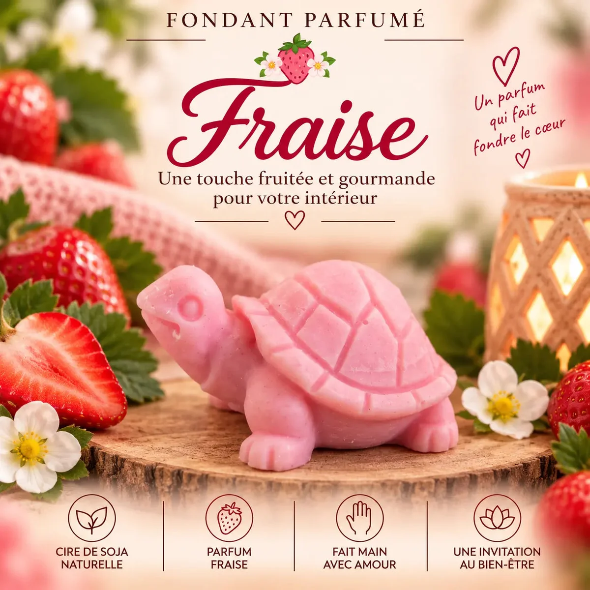 Fondants Parfumés Fraise à la Cire de Soja