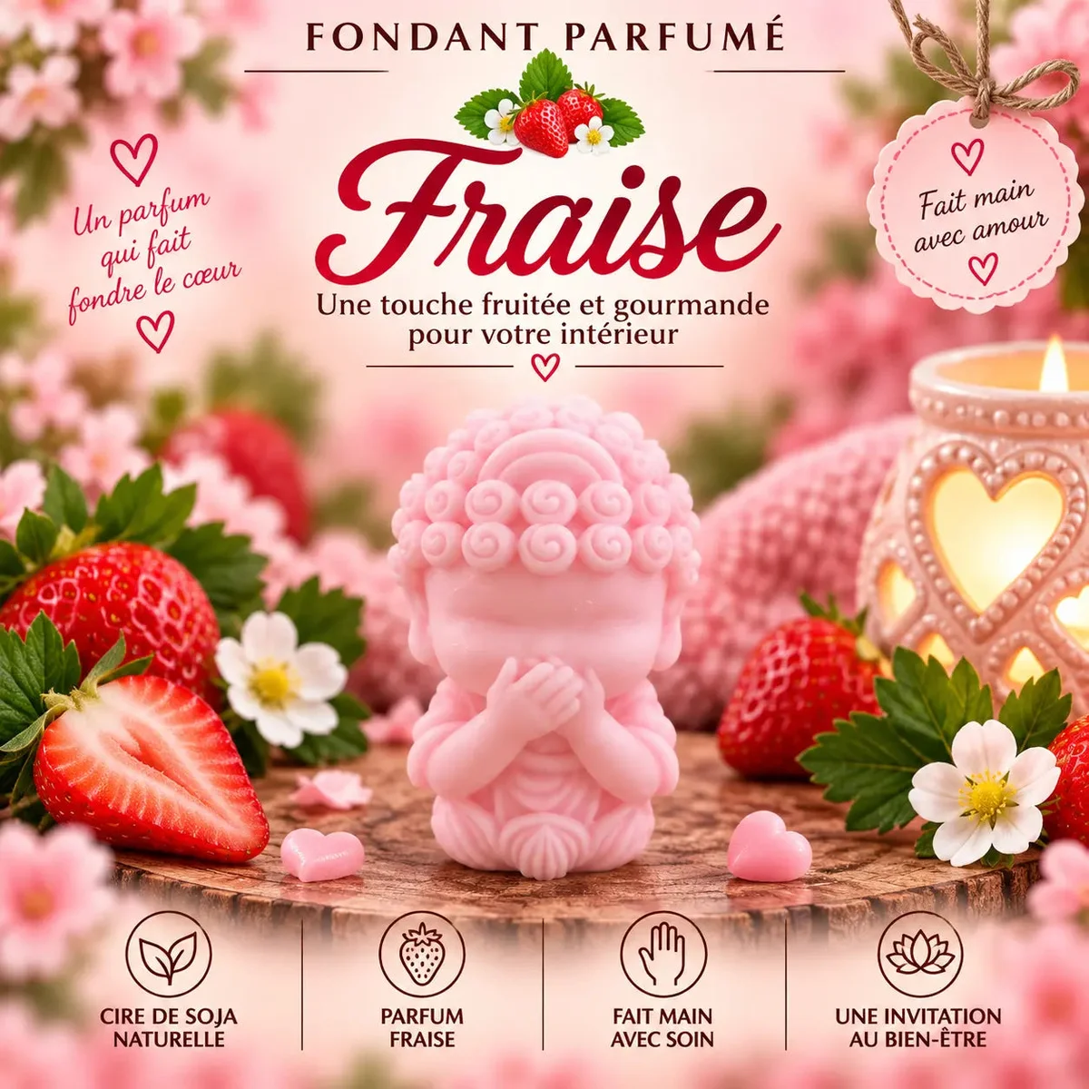 Fondants Parfumés Fraise à la Cire de Soja