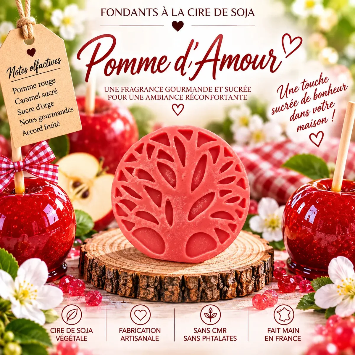 Fondants Parfumés Pomme d’Amour à la Cire de Soja