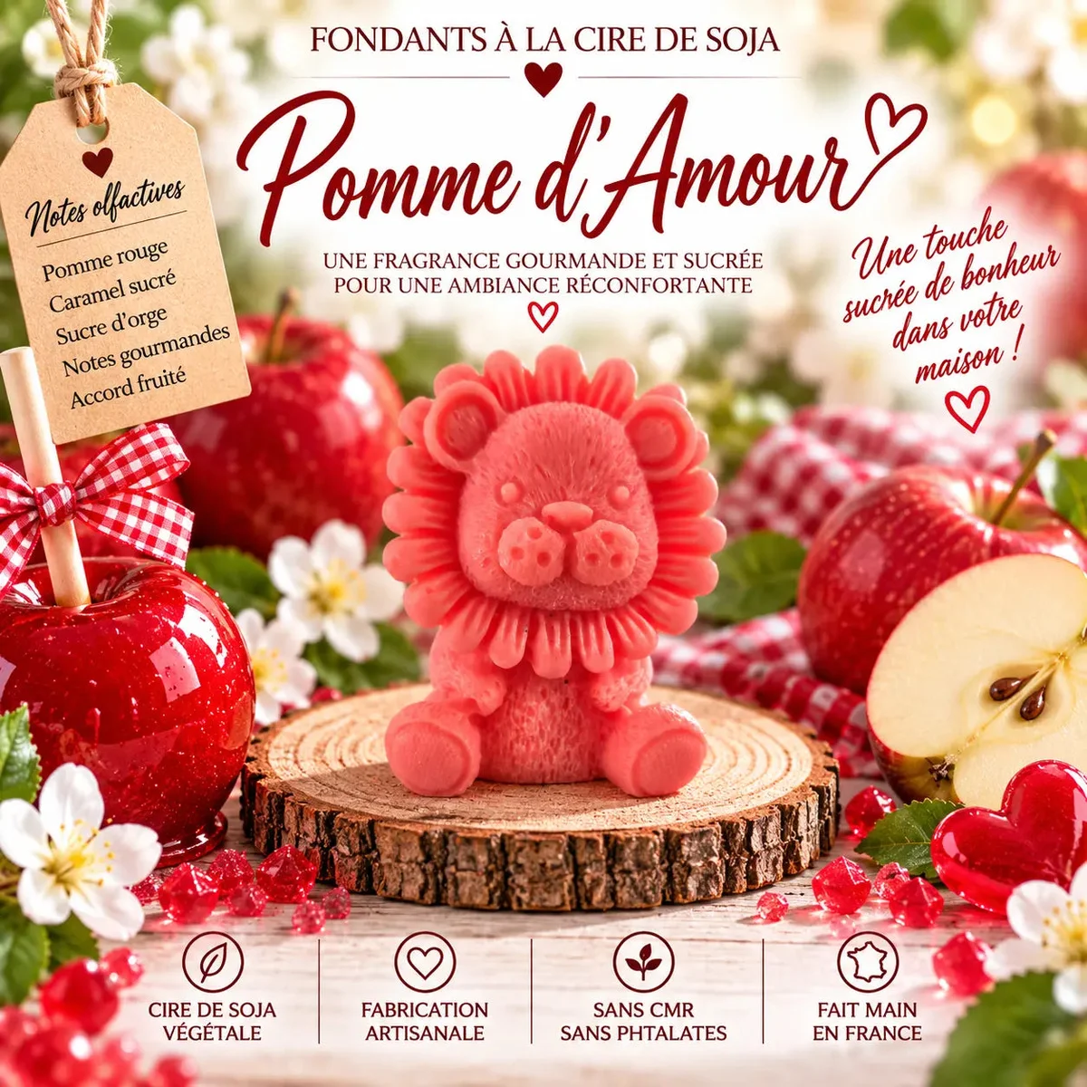Fondants Parfumés Pomme d’Amour à la Cire de Soja