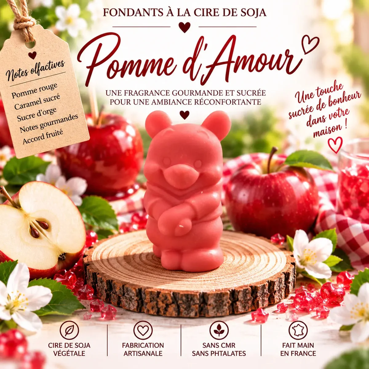 Fondants Parfumés Pomme d’Amour à la Cire de Soja