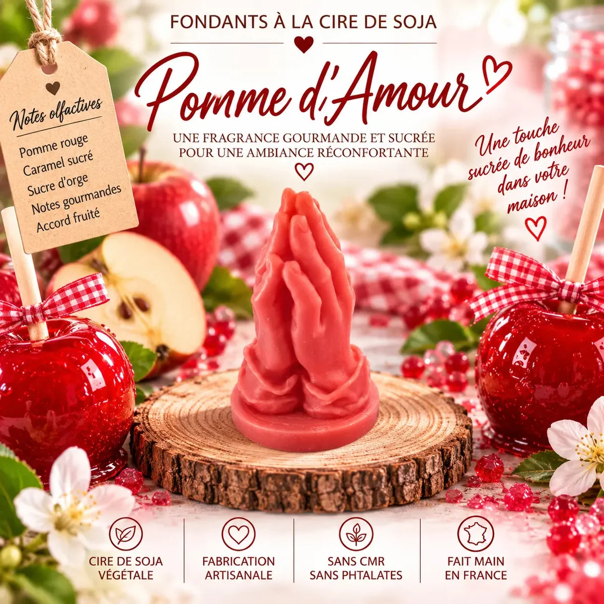 Fondants Parfumés Pomme d’Amour à la Cire de Soja