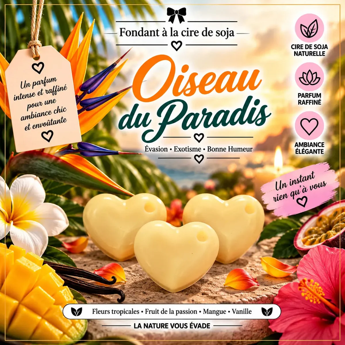 Fondants Parfumés Oiseau du Paradis à la Cire de Soja