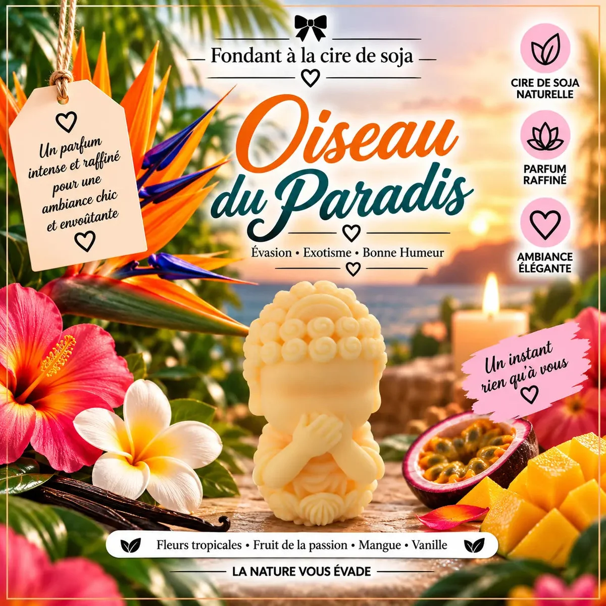 Fondants Parfumés Oiseau du Paradis à la Cire de Soja
