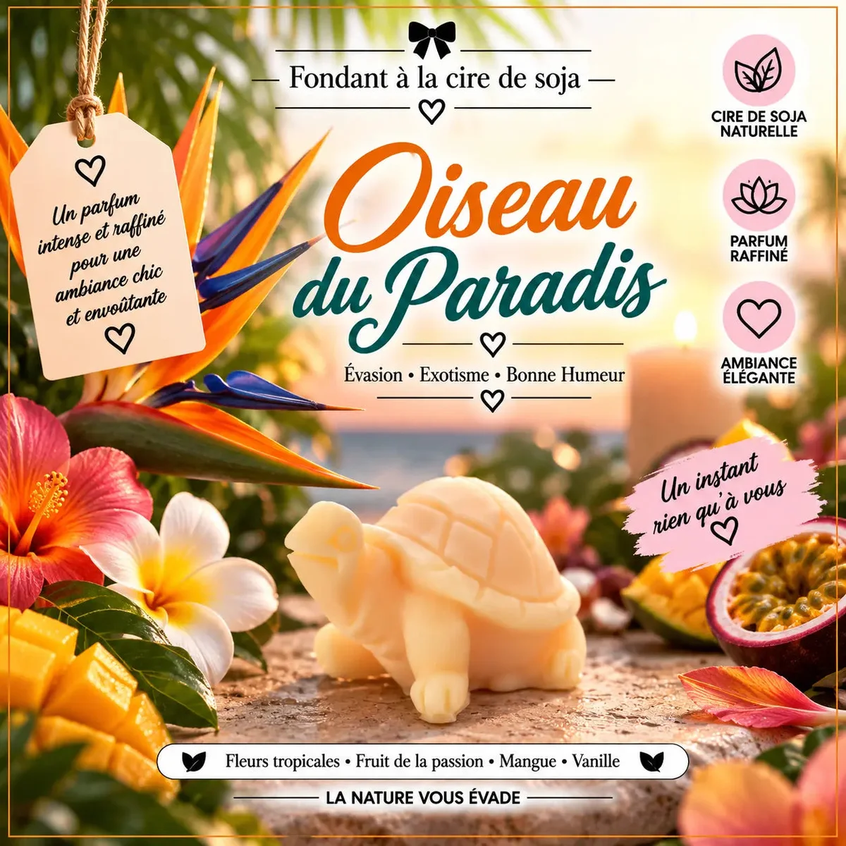 Fondants Parfumés Oiseau du Paradis à la Cire de Soja