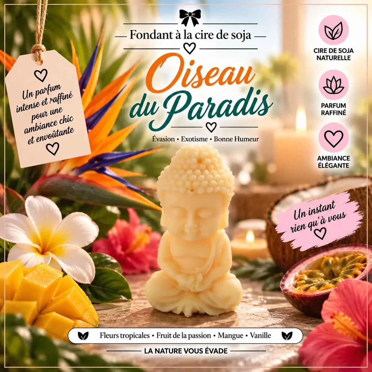 Fondants Parfumés Oiseau du Paradis à la Cire de Soja