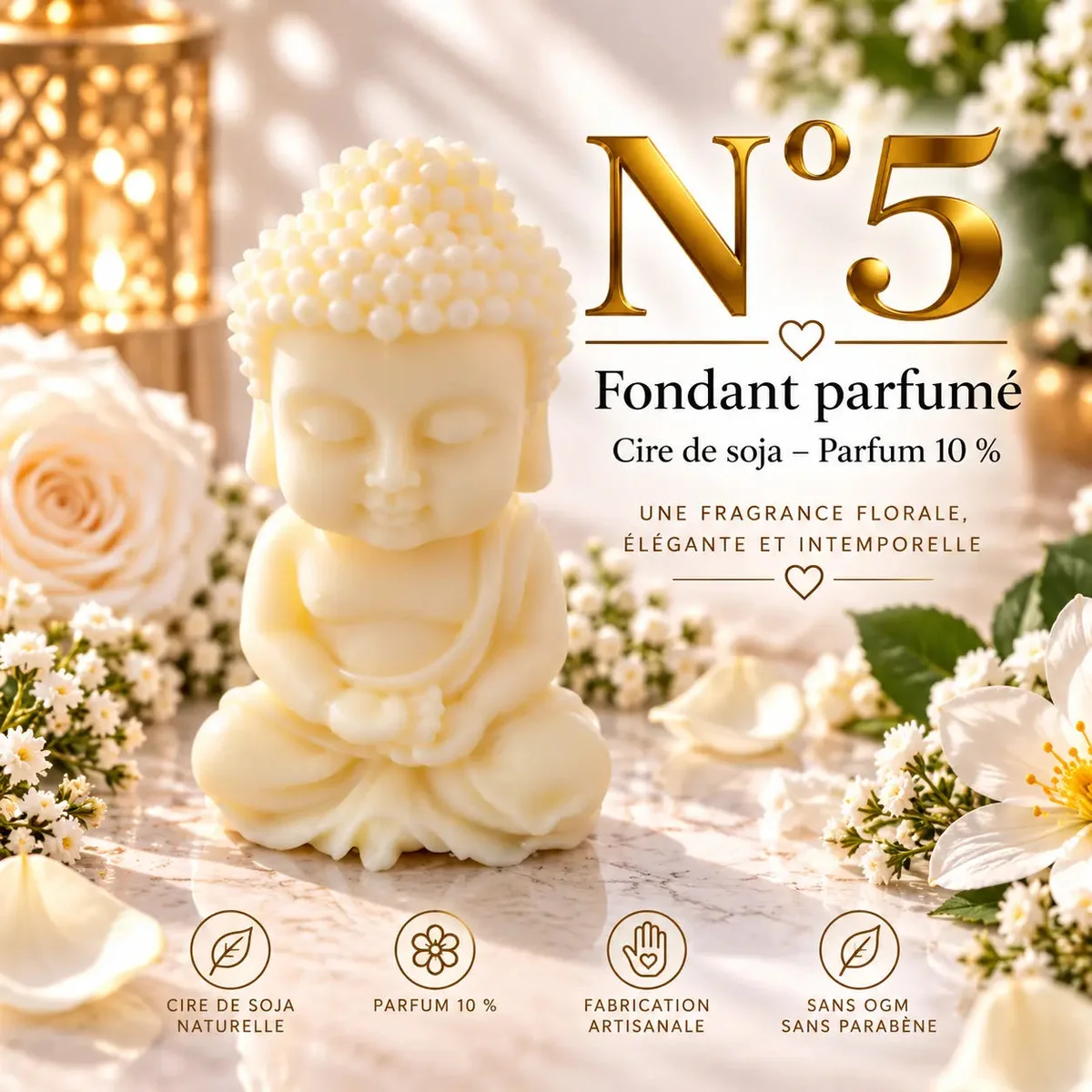 Fondant parfumé N°5 en cire de soja – Floral, poudré & élégant