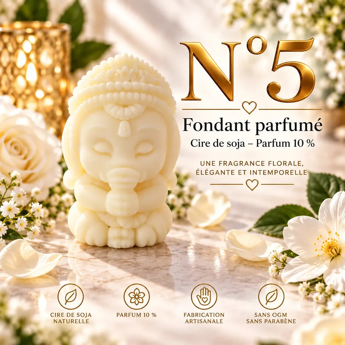 Fondant parfumé N°5 en cire de soja – Floral, poudré & élégant
