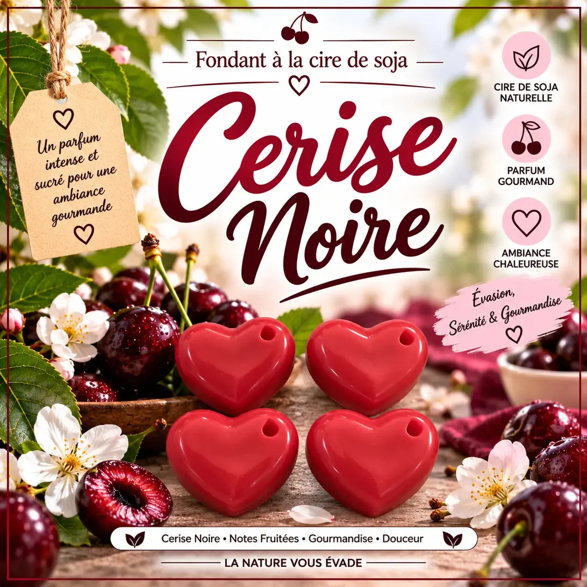 Fondants Parfumés Cerise Noire à la Cire de Soja