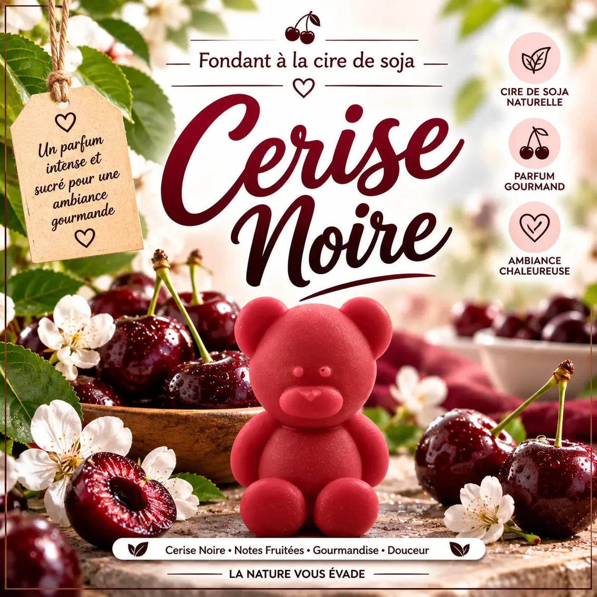 Fondants Parfumés Cerise Noire à la Cire de Soja