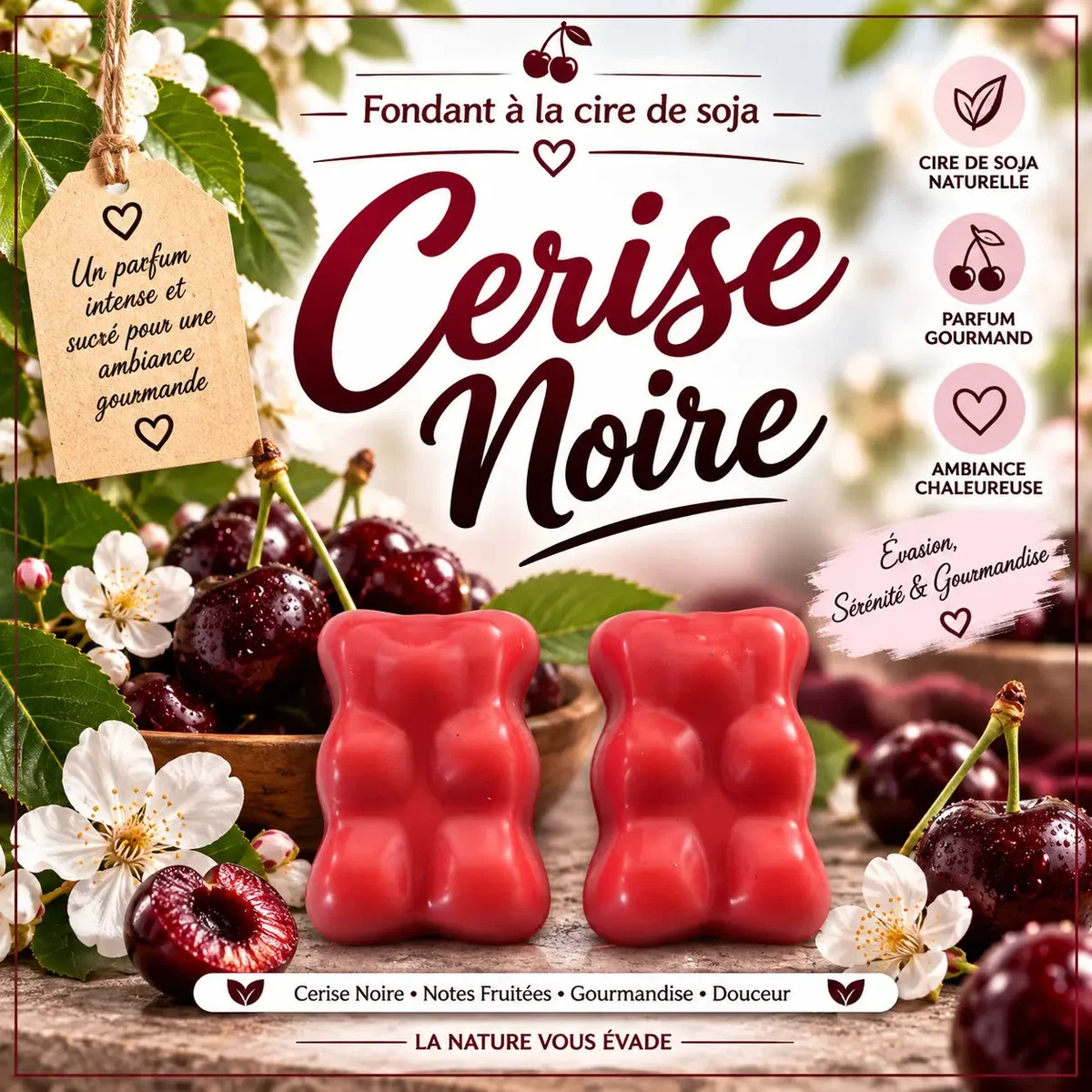 Fondants Parfumés Cerise Noire à la Cire de Soja