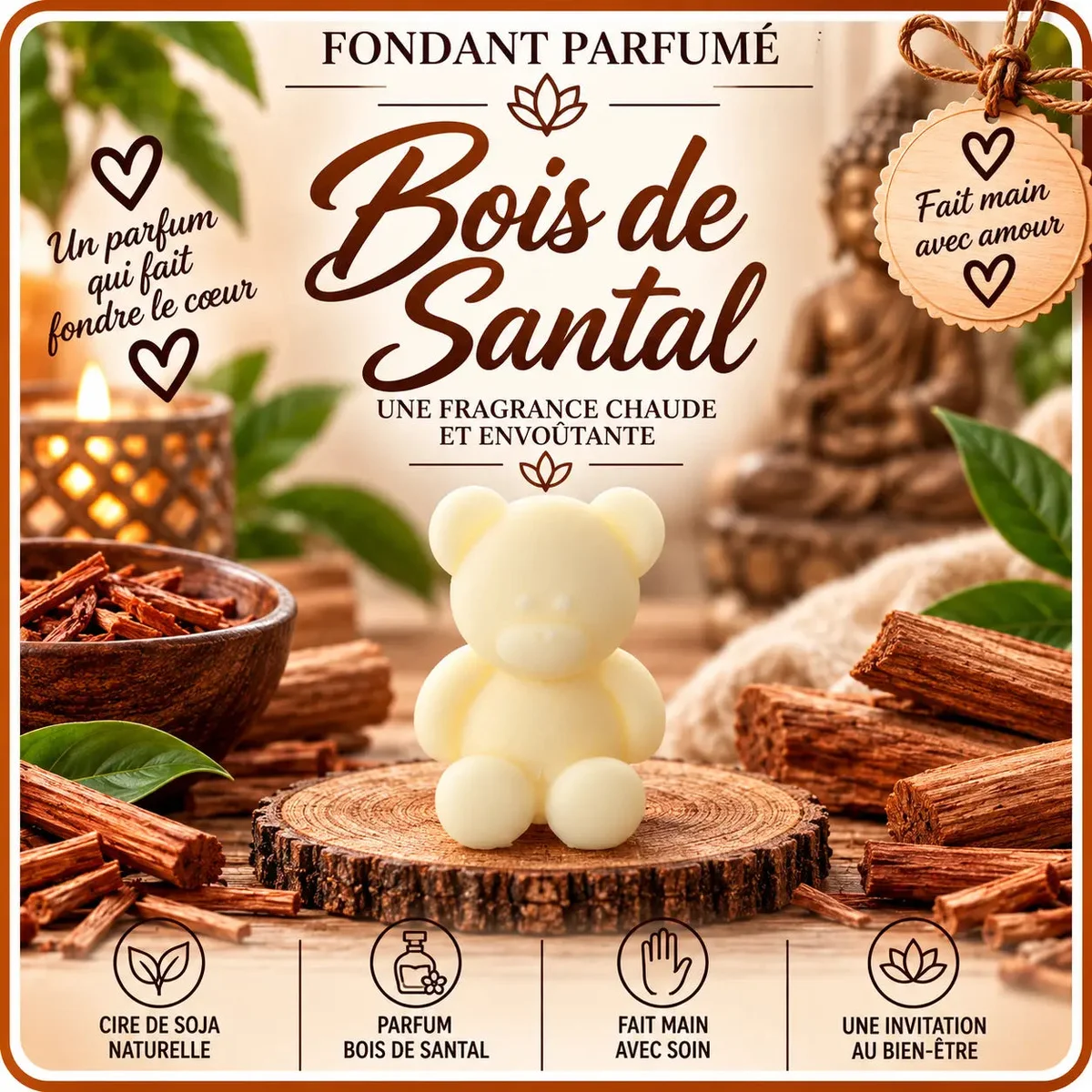 Fondants Parfumés Bois de Santal à la Cire de Soja