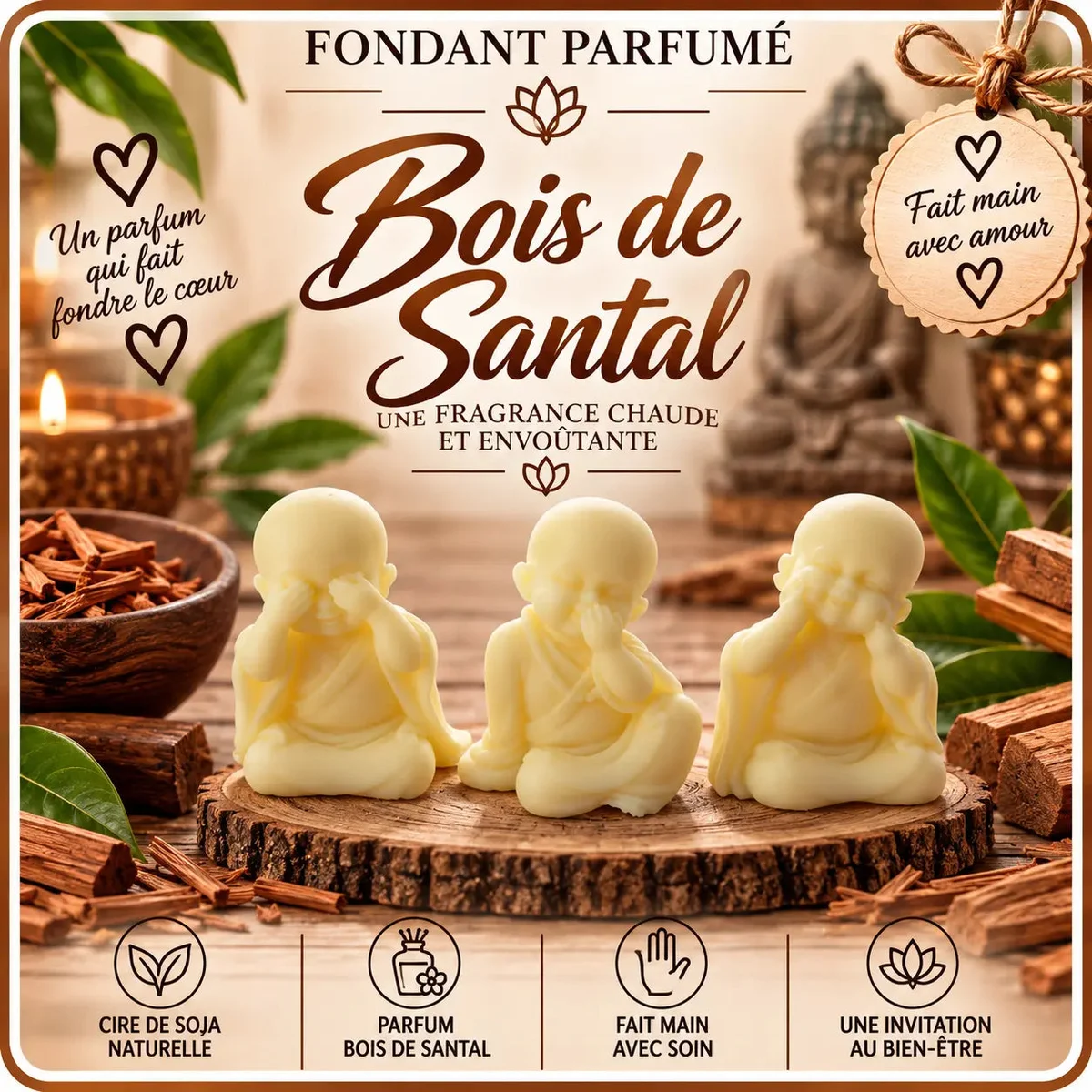 Fondants Parfumés Bois de Santal à la Cire de Soja