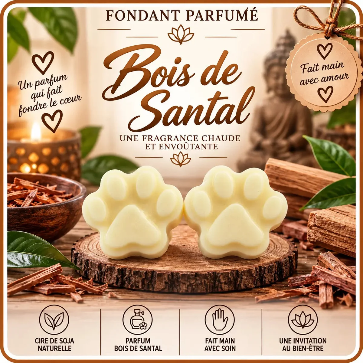 Fondants Parfumés Bois de Santal à la Cire de Soja